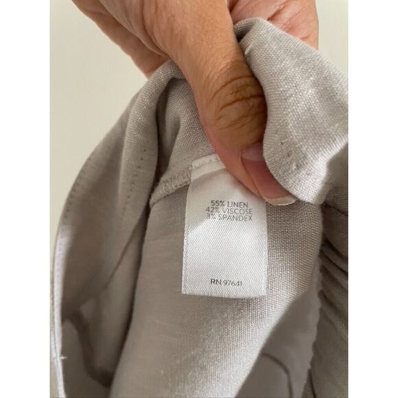 J.Jill Pants Women's Medium Linen Stretch Light Gray Button Hem Cropped Pants - Picture 6 of 7